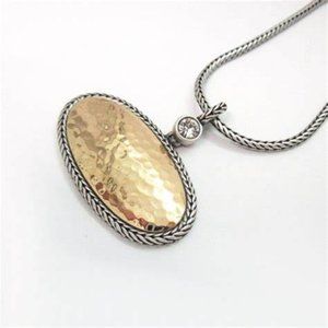 PREMIER DESIGNS Vintage Necklace - Two-tone Hammered Gold Oval Silver Braided